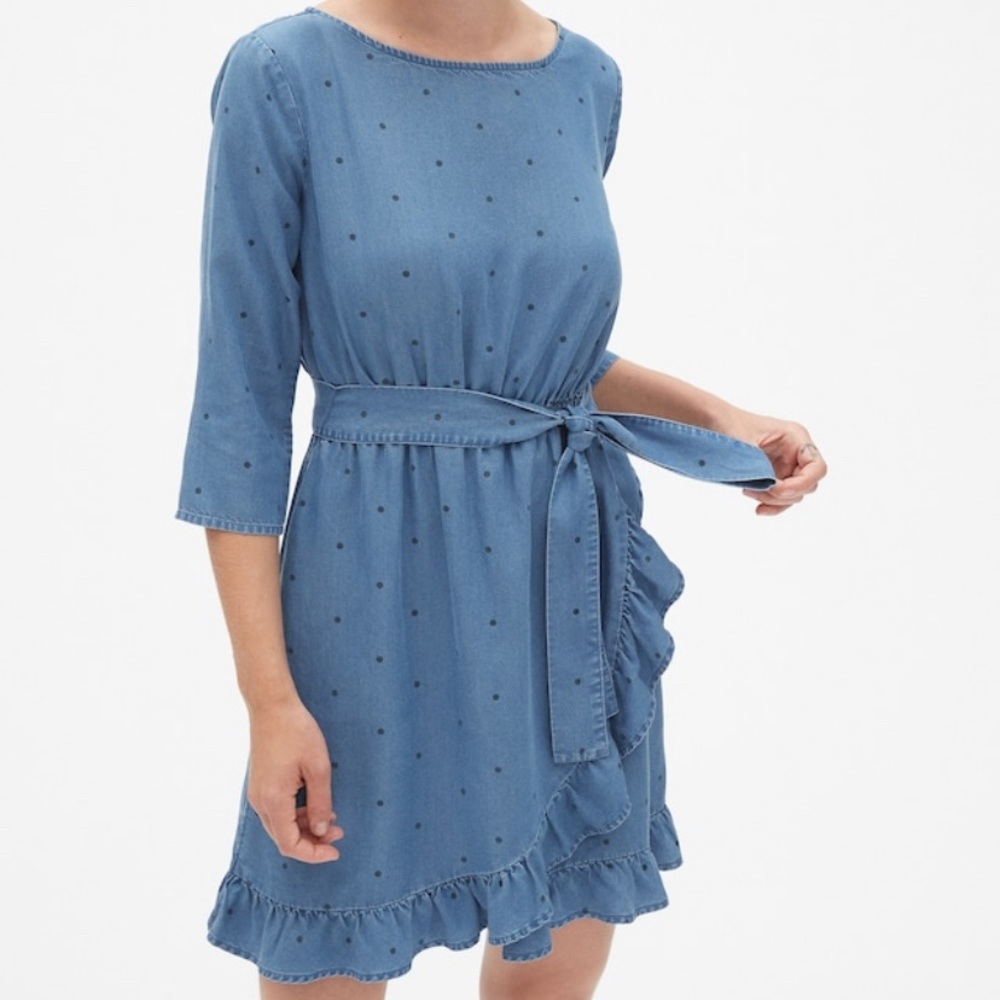 Faux-Wrap Ruffle Hem Dress